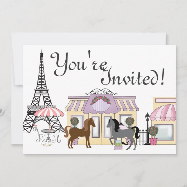 The Pretty Ponies Paris Horse Birthday Invitation (Front)
