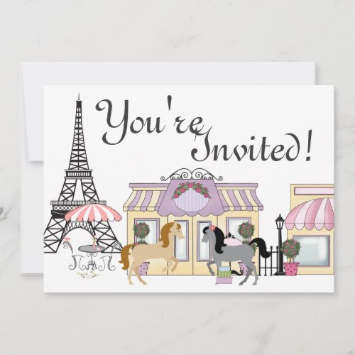 The Pretty Ponies Paris Horse Birthday Invitation