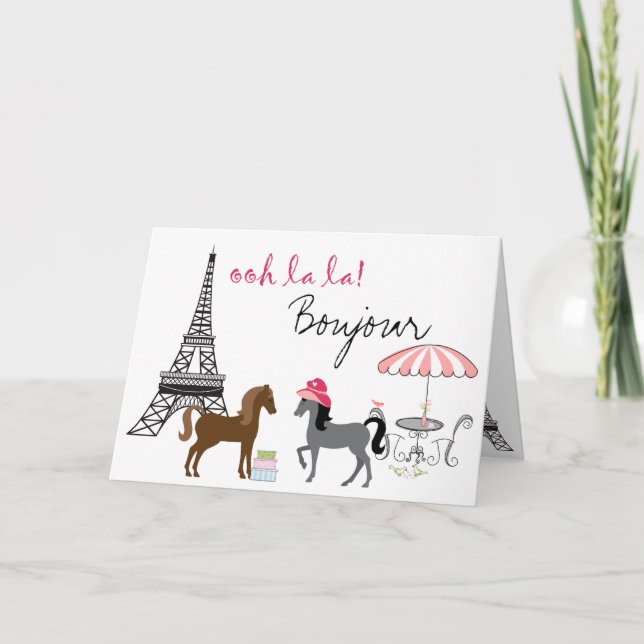 The Pretty Ponies Paris Horse Greeting Card (Front)
