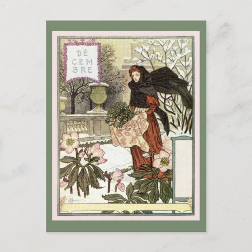 The pretty woman gardener classic French Swiss art Postcard