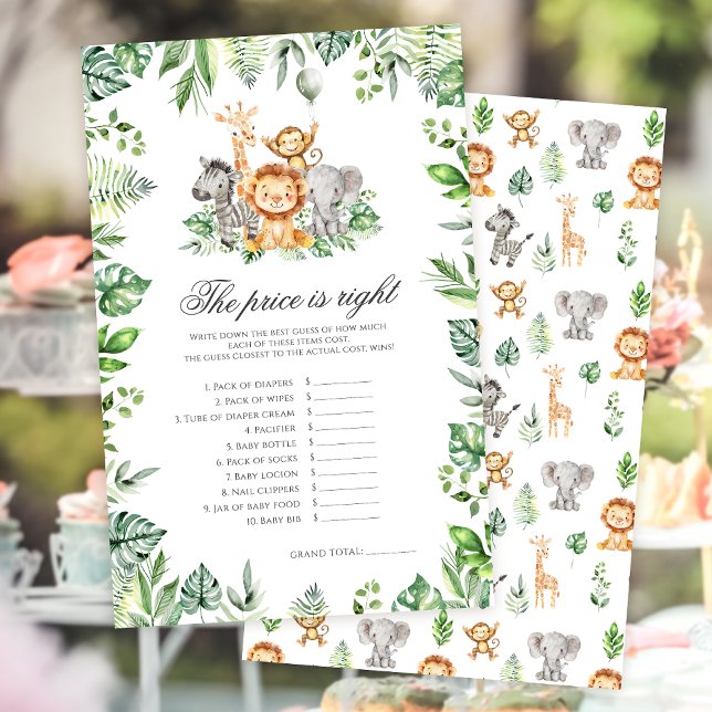 The price is righ Safari Animals baby shower games (Creator Uploaded)