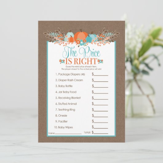 The Price is Right- Baby Shower Game Pumpkins (Standing Front)