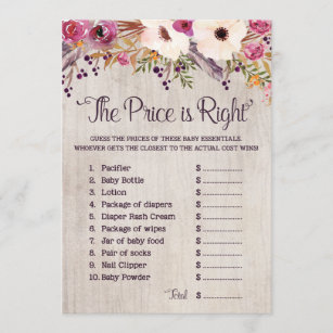 The Price is Right Rustic Baby Shower Game Invitation