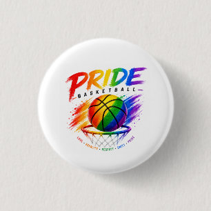 The Pride Basketball Rainbow Themed Design Button