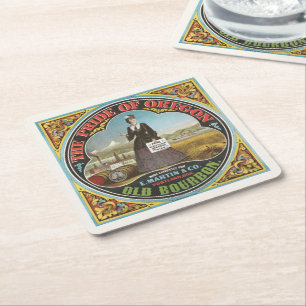 The Pride of Oregon, Old Bourbon Vintage Label Square Paper Coaster