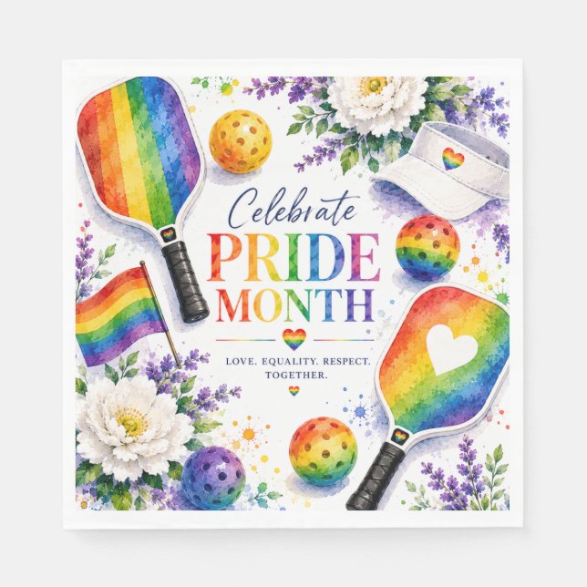 The Pride Pickleball Rainbow themed Napkins (Front)