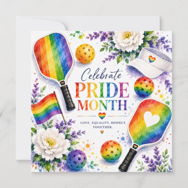 The Pride Pickleball Rainbow themed Save The Date (Front)