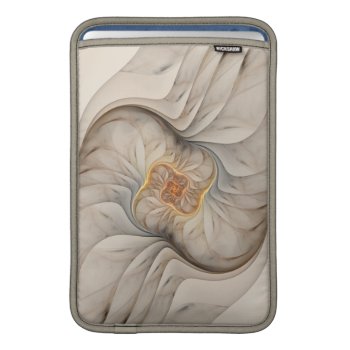 The Primal Om Cream Abstract Floral Spiral Macbook Sleeve by skellorg at Zazzle