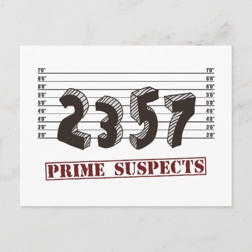 The Prime Number Suspects Postcard