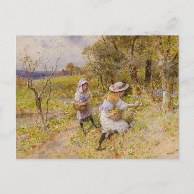 The Primrose Gatherers Postcard (Front)