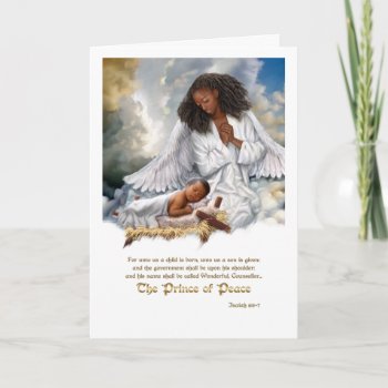 The Prince Of Peace. Angel And Baby Jesus  Holiday Card by marazdesign at Zazzle