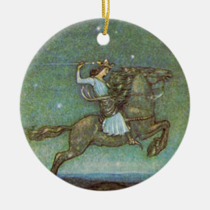 The Prince Rides in Moonlight by John Bauer Ceramic Ornament