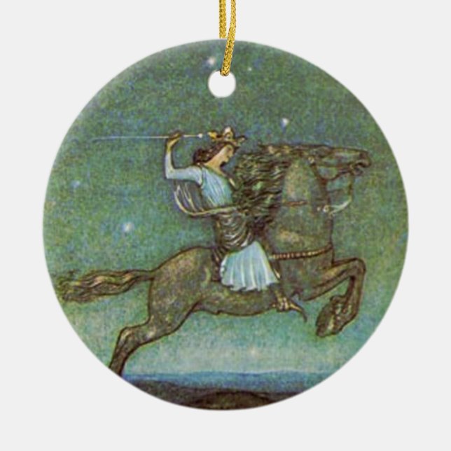 The Prince Rides in Moonlight by John Bauer Ceramic Ornament (Front)