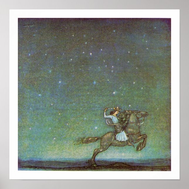 The Prince Rides in Moonlight by John Bauer Poster (Front)