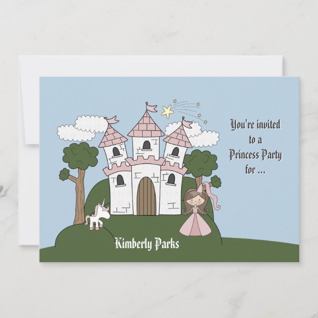 The Princess and her Unicorn -Photo Birthday Party Invitation (Front)