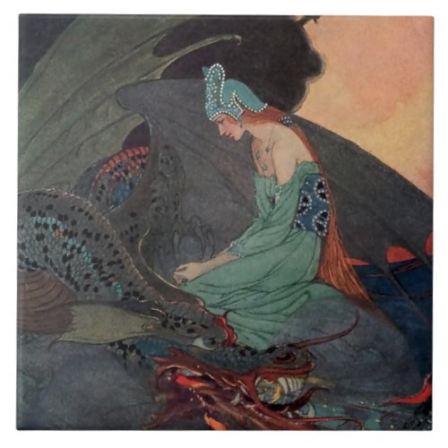 The Princess and The Dragon by Elenore Abbott Ceramic Tile