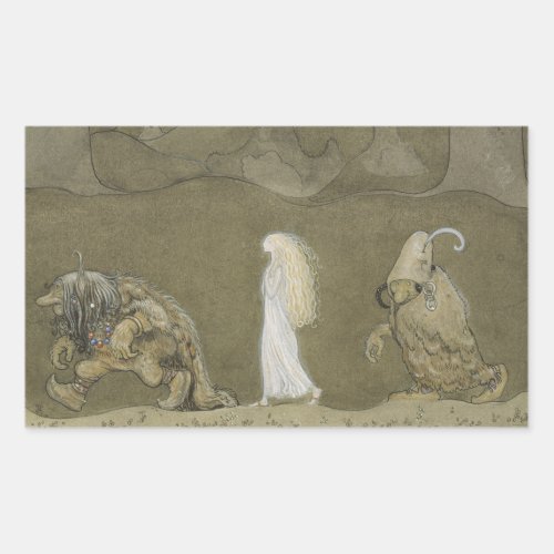 The Princess and the Trolls _ John Bauer Rectangular Sticker