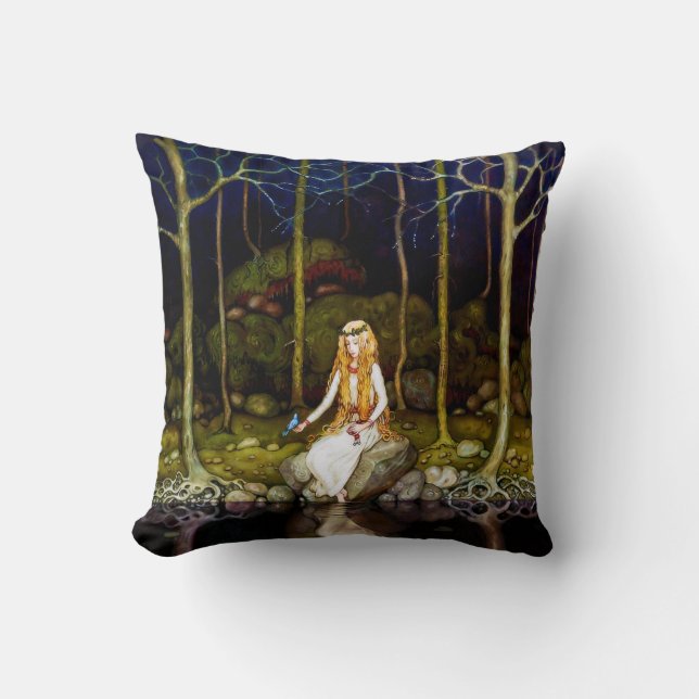 The Princess in the Forest Throw Pillow (Front)