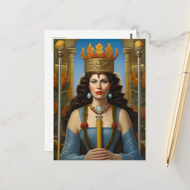 The Princess Warrior on Her Throne Postcard (Front/Back In Situ)