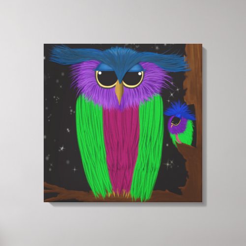 The Prismatic Crested Owl Illustration Canvas Print