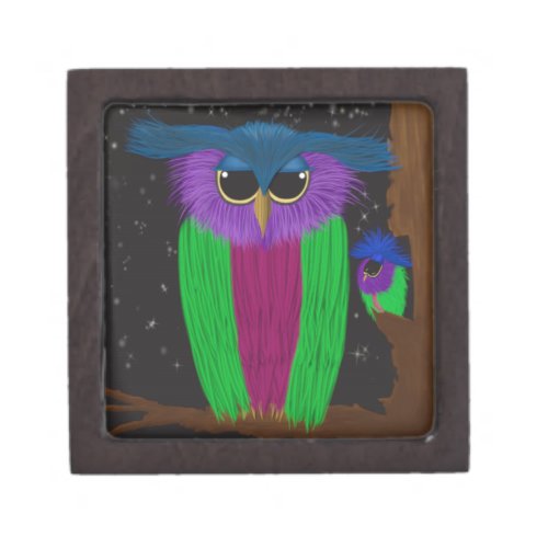 The Prismatic Crested Owl Illustration Jewelry Box
