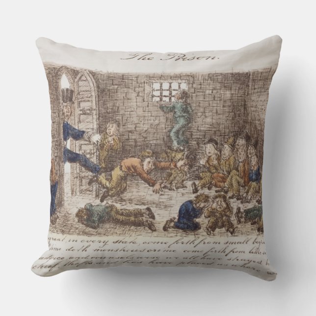 The Prison, 1858 (coloured engraving) Throw Pillow (Front)