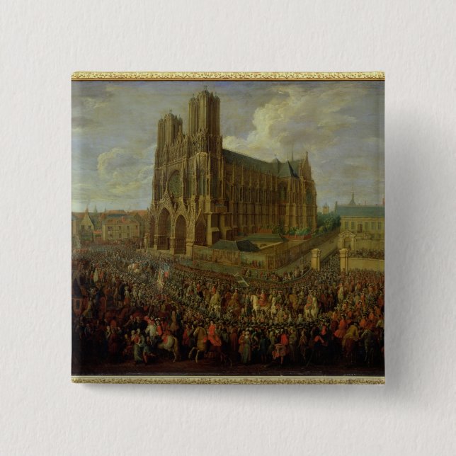 The procession of King Louis XV Pinback Button (Front)