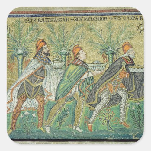 The procession of the three kings square sticker