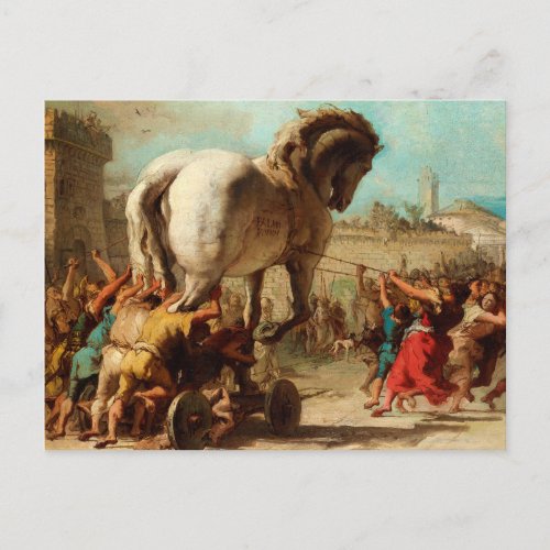 The Procession of the Trojan Horse in Troy Postcard