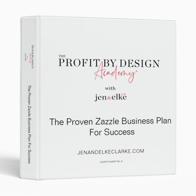 The Profit by Design Academy Zazzle Course 3 Ring Binder (Front/Spine)