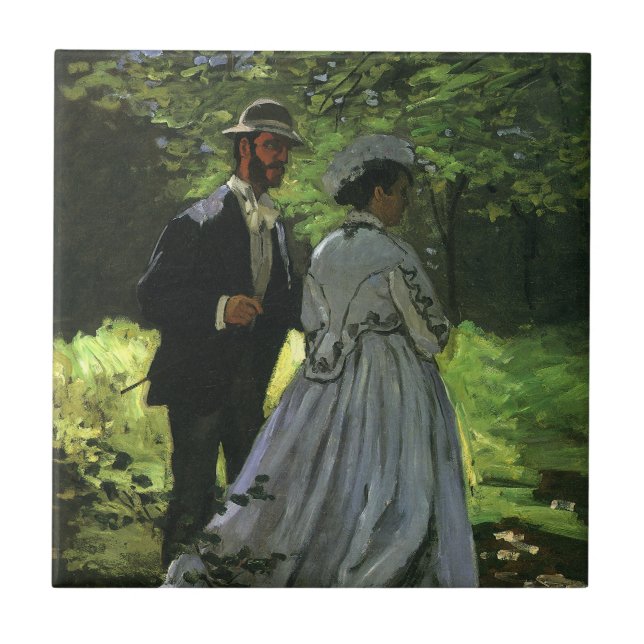 The Promenaders, aka The Strollers by Claude Monet Ceramic Tile (Front)