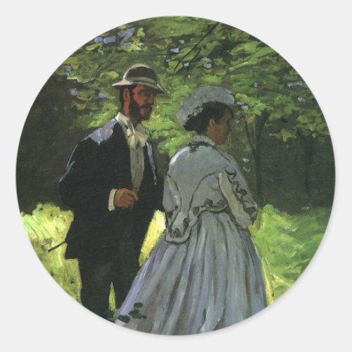 The Promenaders aka The Strollers by Claude Monet Classic Round Sticker