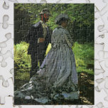 The Promenaders, aka The Strollers by Claude Monet Jigsaw Puzzle<br><div class="desc">The Promenaders (aka The Strollers or Bazille and Camille and a Study for "Déjeuner sur l'Herbe or Luncheon on the Grass) (1865) by Claude Monet is a vintage impressionism fine art portrait painting. A young couple in love taking a romantic stroll in the park. She is wearing a long, elegant...</div>