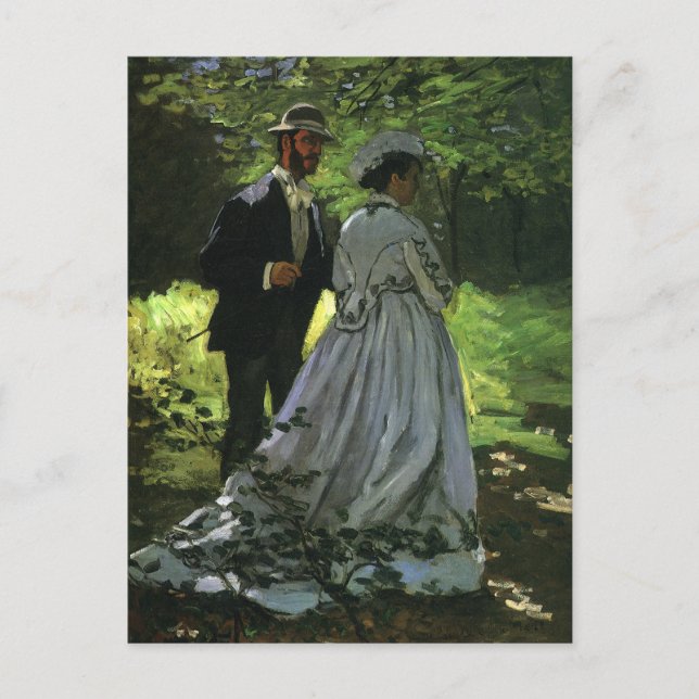 The Promenaders (The Strollers) by Monet Wedding Announcement Postcard (Front)