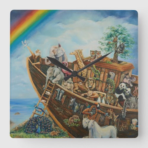 The Promise Noahs Ark Square Wall Clock