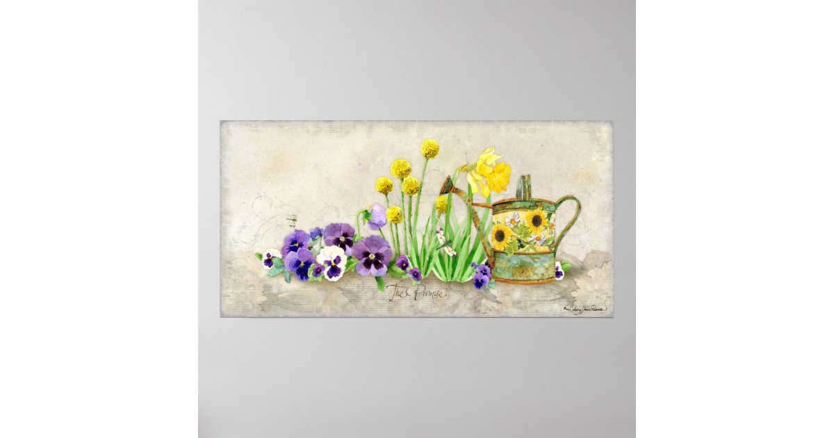 The Promise of Spring - Modern Watercolor Floral Poster | Zazzle