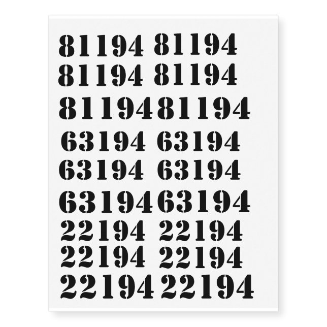 The Promised Neverland number tattoos (Front)