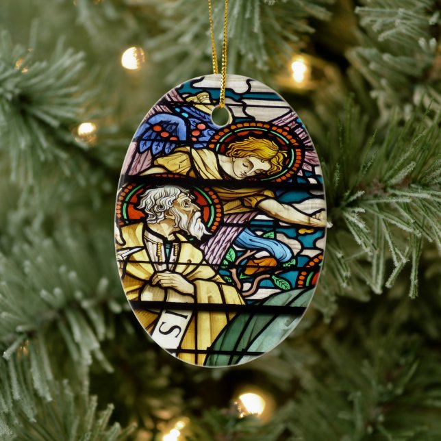 The Prophet Isaiah in Stained Glass Ceramic Ornament (Tree)