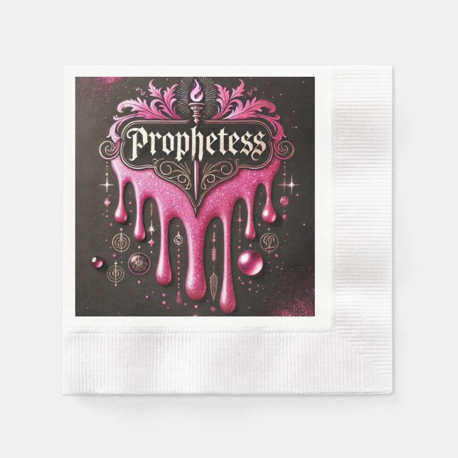'The Prophetess' Coin Cocktail Napkins: Small Deta Napkins (Front)