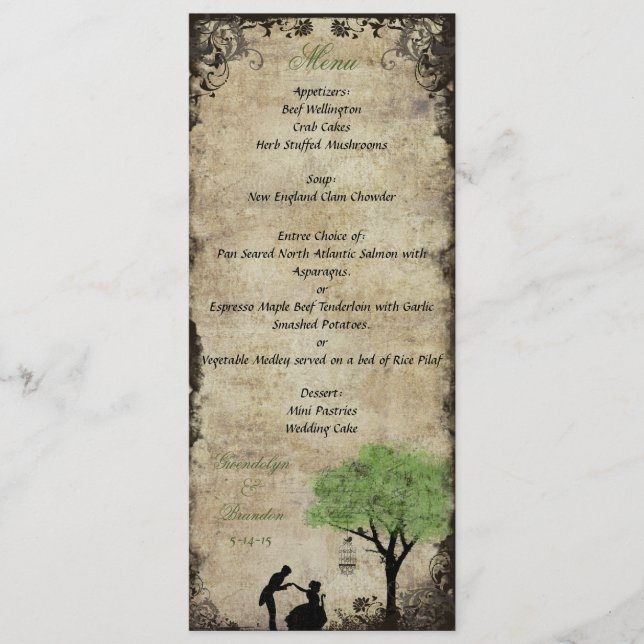 The Proposal Green Wedding Menu Card (Front)