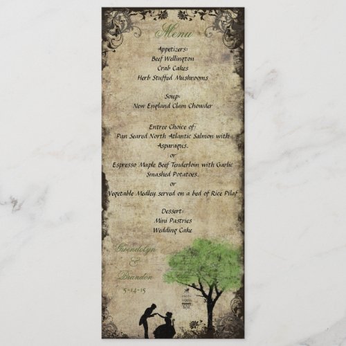 The Proposal Green Wedding Menu Card