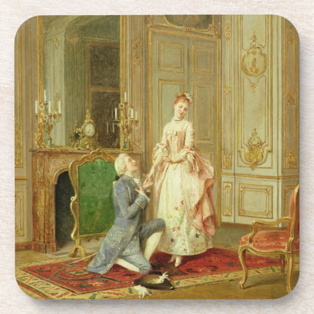 The Proposal (oil on panel) Beverage Coaster (Front)