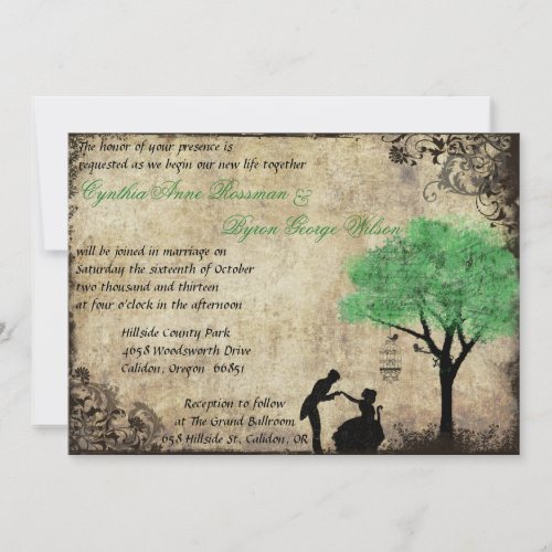 The Proposal Vintage Wedding Invitation Green