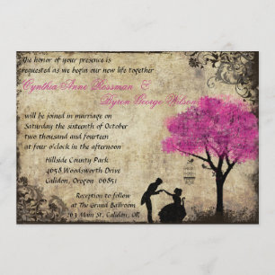 The Proposal Vintage Wedding Invitation Hot Pink