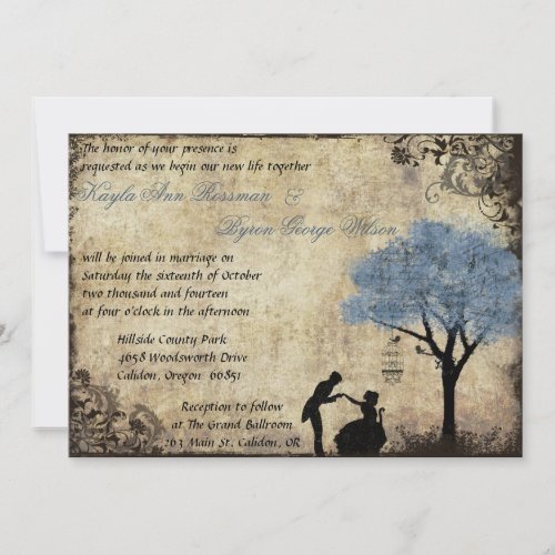 The Proposal Vintage Wedding Invitation in Blue