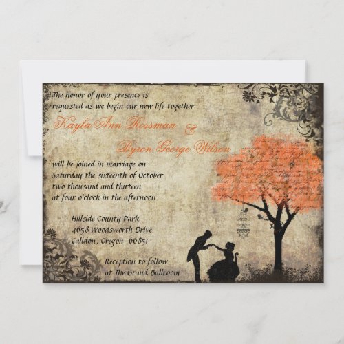 The Proposal Vintage Wedding Invitation in Orange