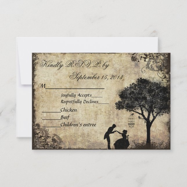 The Proposal Vintage Wedding RSVP Black (Front)