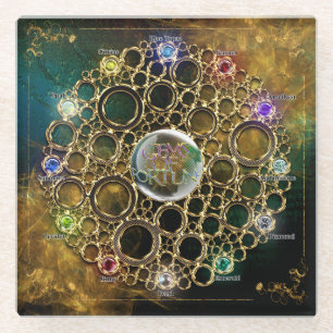 THE PROSPERITY CONNEXION : Gems of Fortune Glass Coaster