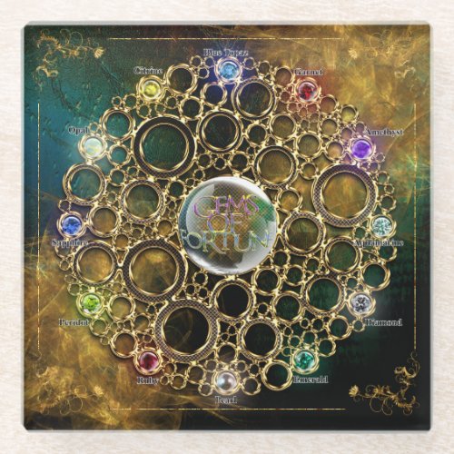 THE PROSPERITY CONNEXION  Gems of Fortune Glass Coaster
