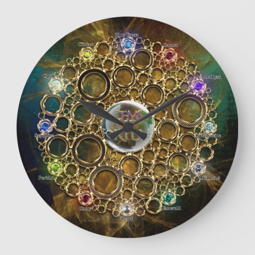 THE PROSPERITY CONNEXION  Gems of Fortune Large Clock